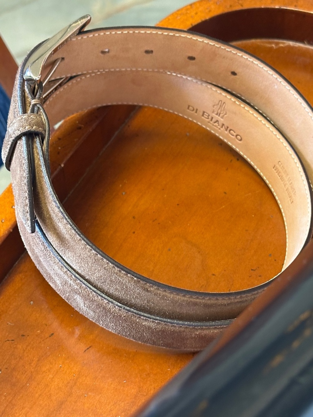 Di Bianco Farro Italian Suede Belt Mens SZ 36 - Picture 5 of 14